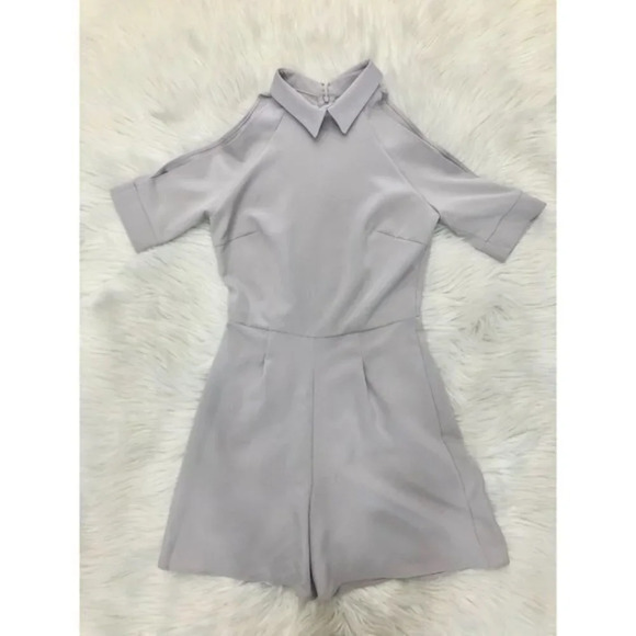 Alter. Collared Short Sleeve Romper Gray 6 Tall - Picture 1 of 4